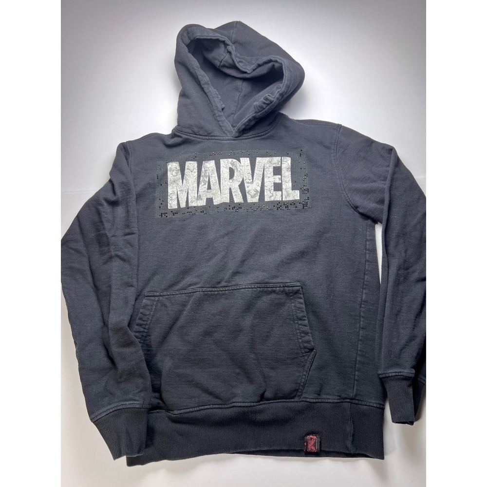 DeKryptic Marvel Hoodie Mens Medium Black Embellished Graphic Pullover Hoodie